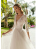 Beaded Ivory Lace Tulle Keyhole Back Enchanting Wedding Dress